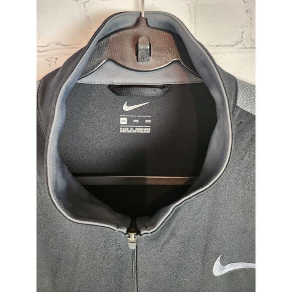 Nike Men’s Track Jacket Gray Black Stripe Windbreaker Full Zip Pockets Y2K XXL - Picture 2 of 5